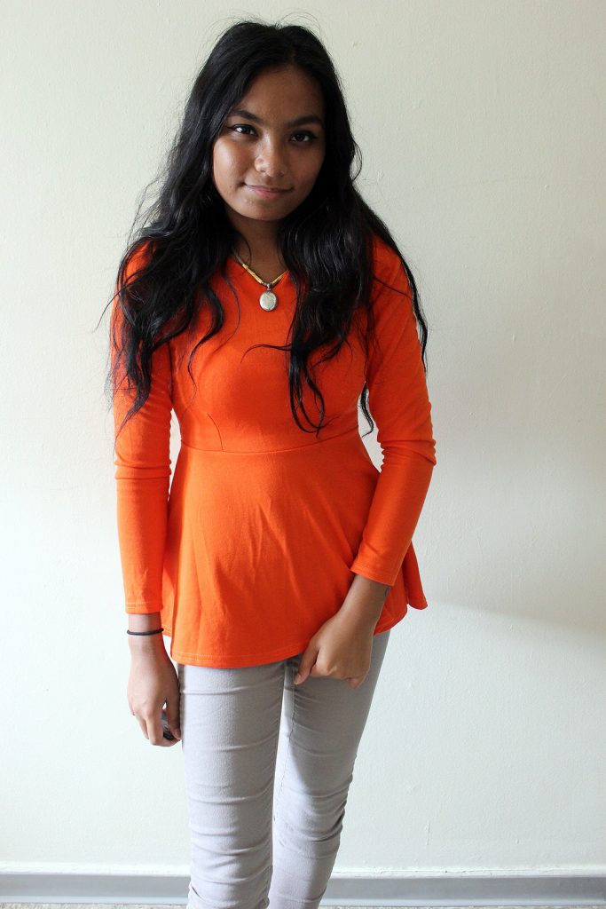 Orange Peplum Shirt