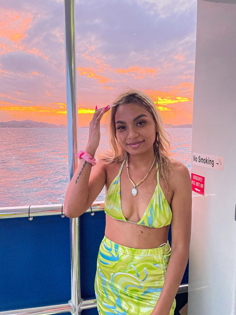 Watching the sunset on a boat