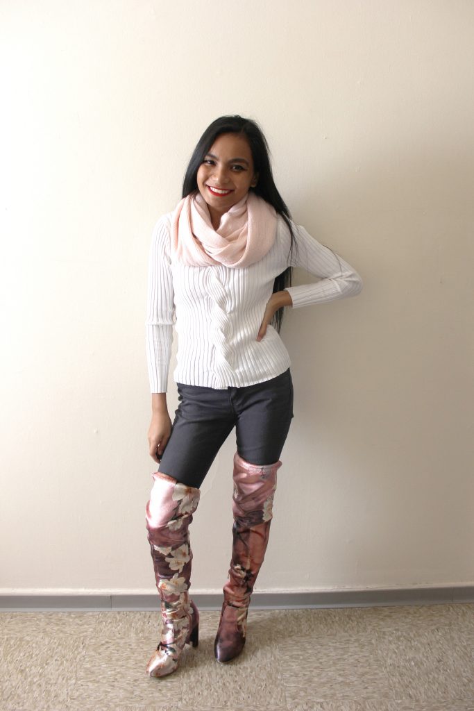 Flower thigh high store boots